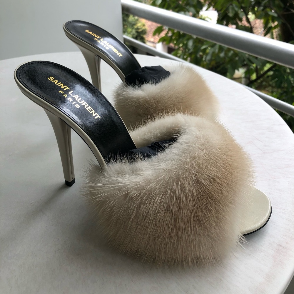 Saint Laurent mink mules!!!